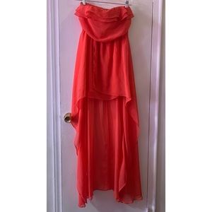Coral High Low Dress